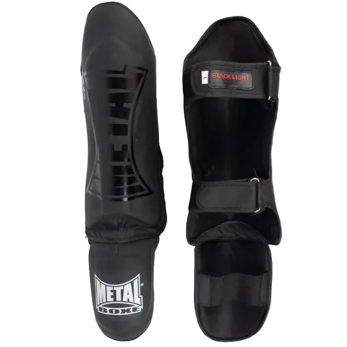 PROTEGE TIBIA+PIED  BLACK LIGHT de Métal Boxe