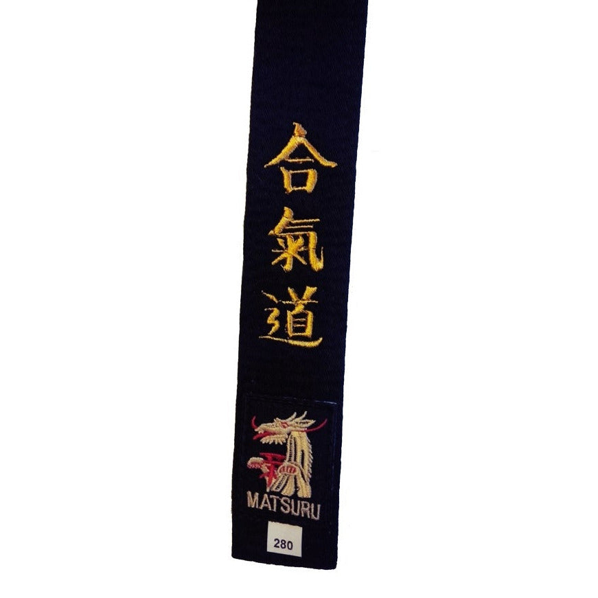 MATSURU Embroidered Aikido Black Belt