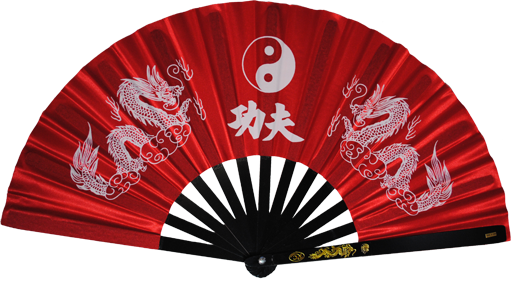 Éventail en aluminium rouge Taï-Chi Yin Yang - arts martiaux énergétiques